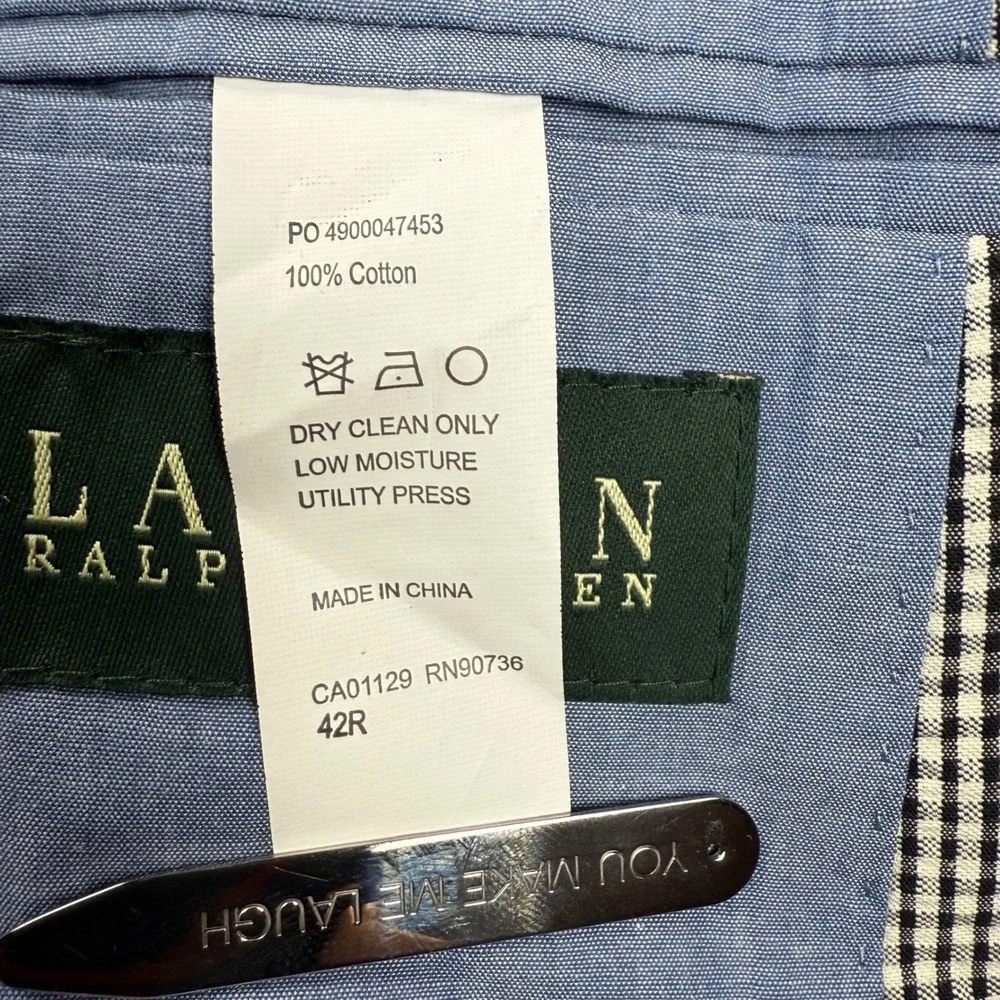 Lauren Ralph Lauren Men's Gingham Blazer Jacket 42R Black White Dobby Sport Coat